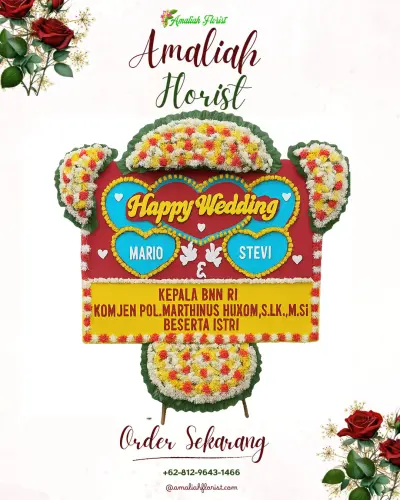 Karangan Papan Bunga Pernikahan di Pledokan